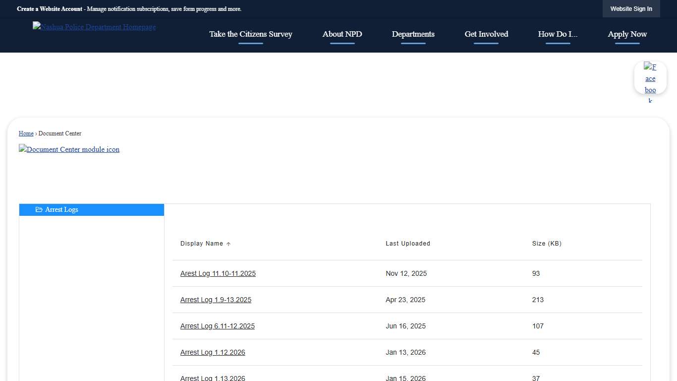 Document Center • Nashua Police, NH • CivicEngage