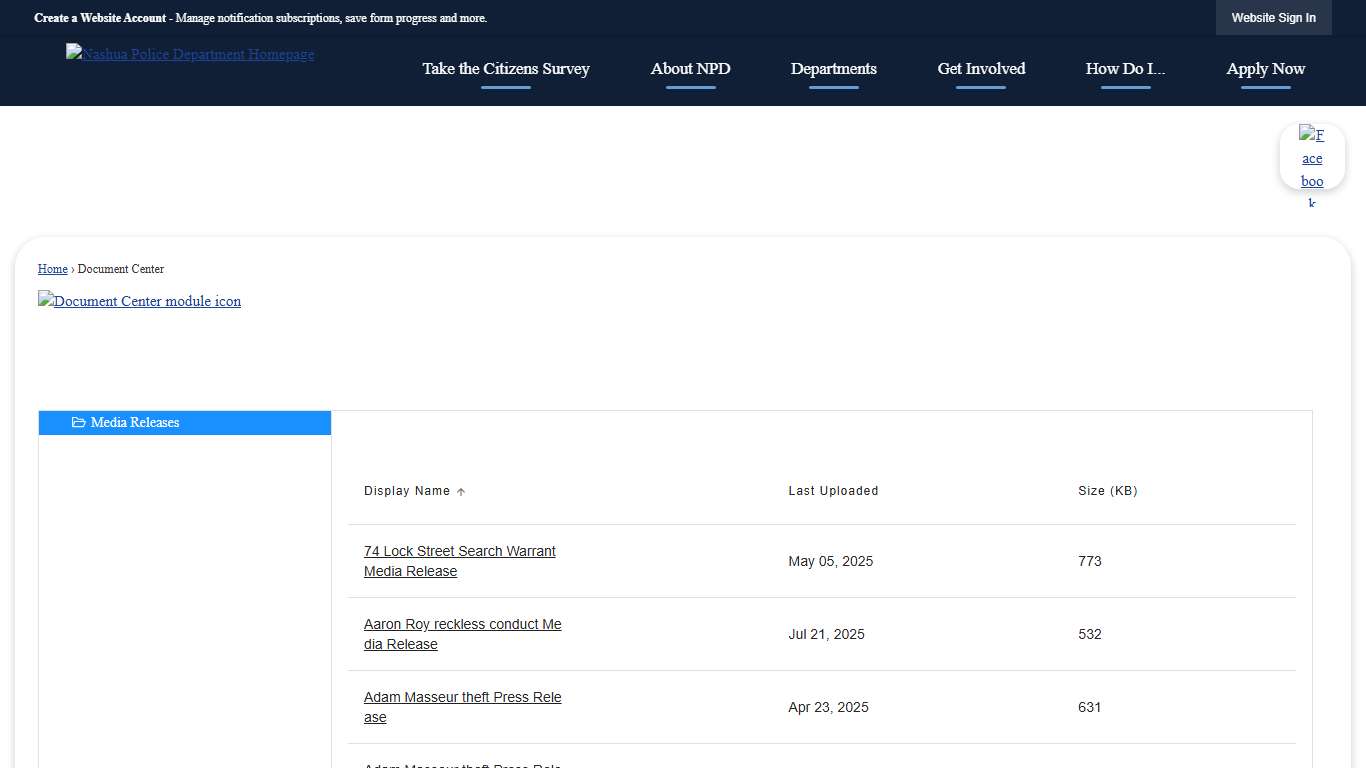 Document Center • Nashua Police, NH • CivicEngage